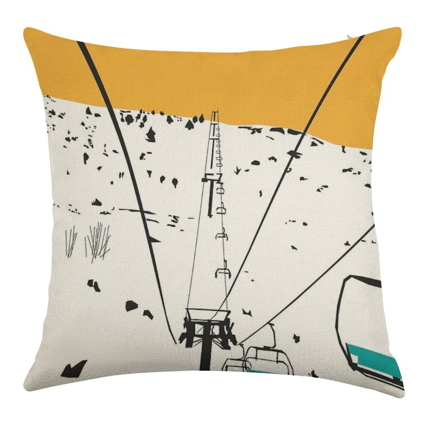 Ski Linen Throw Pillow Cover