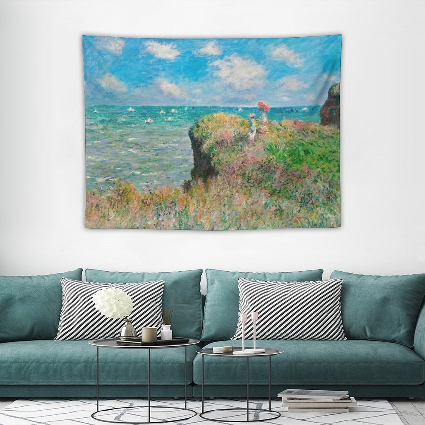 1882-Claude Monet-Cliff Walk at Pourville-66 X 82 Tapestry