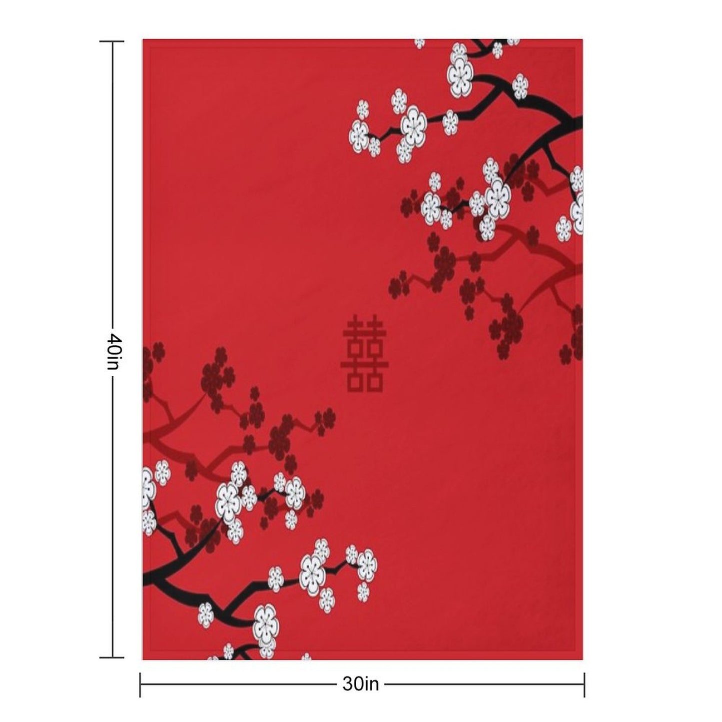 White Oriental Cherry Blossoms on Red And Chinese Wedding Double Happiness Japanese Sakura © Fatfatin Throw Blanket