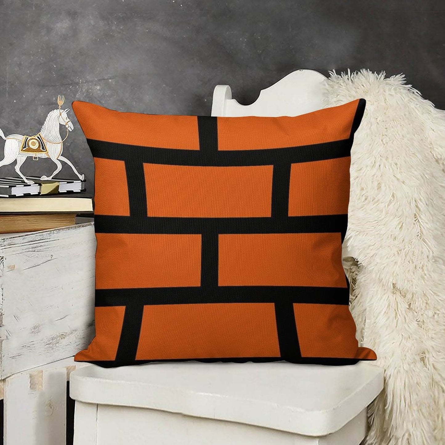 Brick Smash Linen Throw Pillow Cover