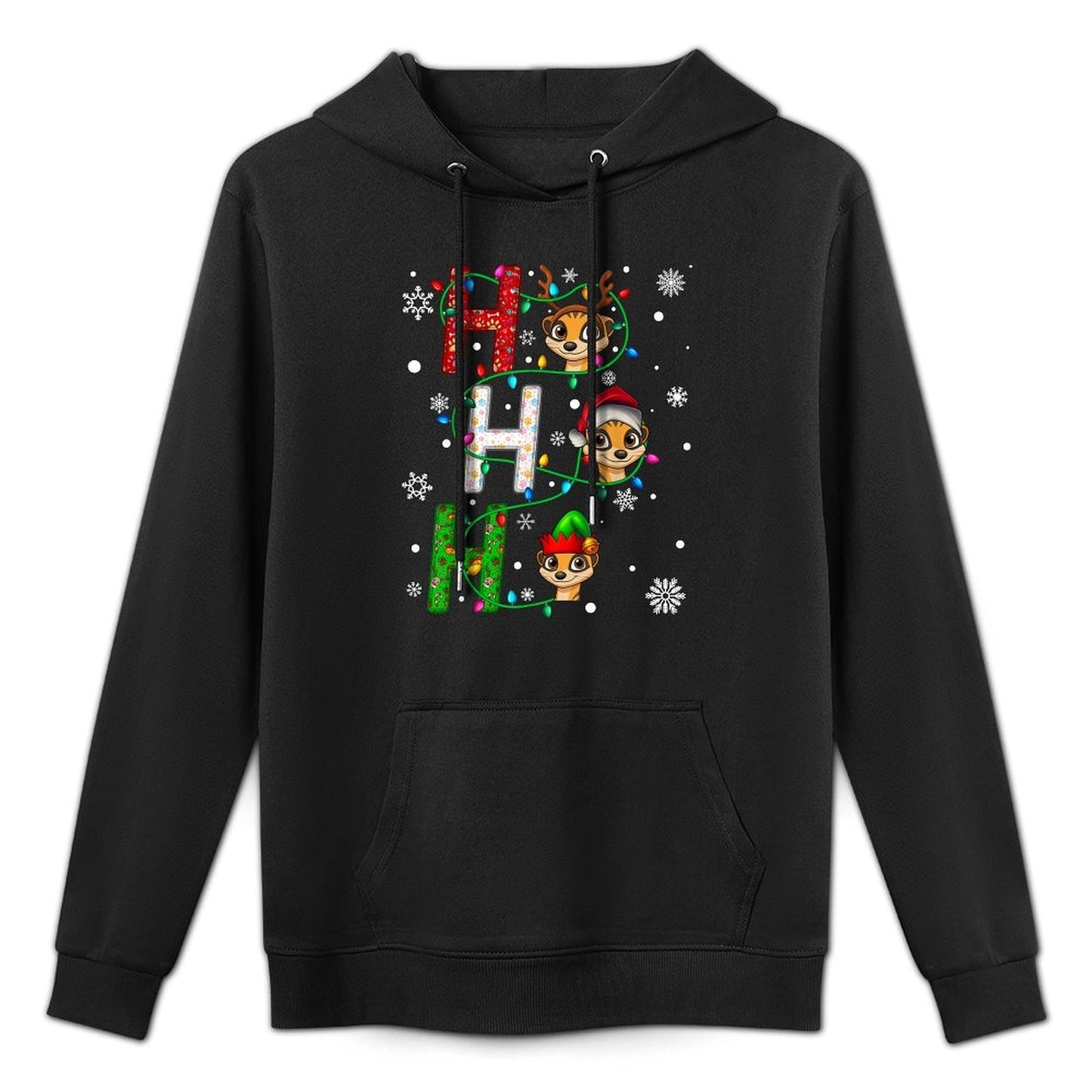 Matching Christmas Santa Hat Ho Ho Ho Meerkat Animal Xmas Pilling-Resistant Hoodie