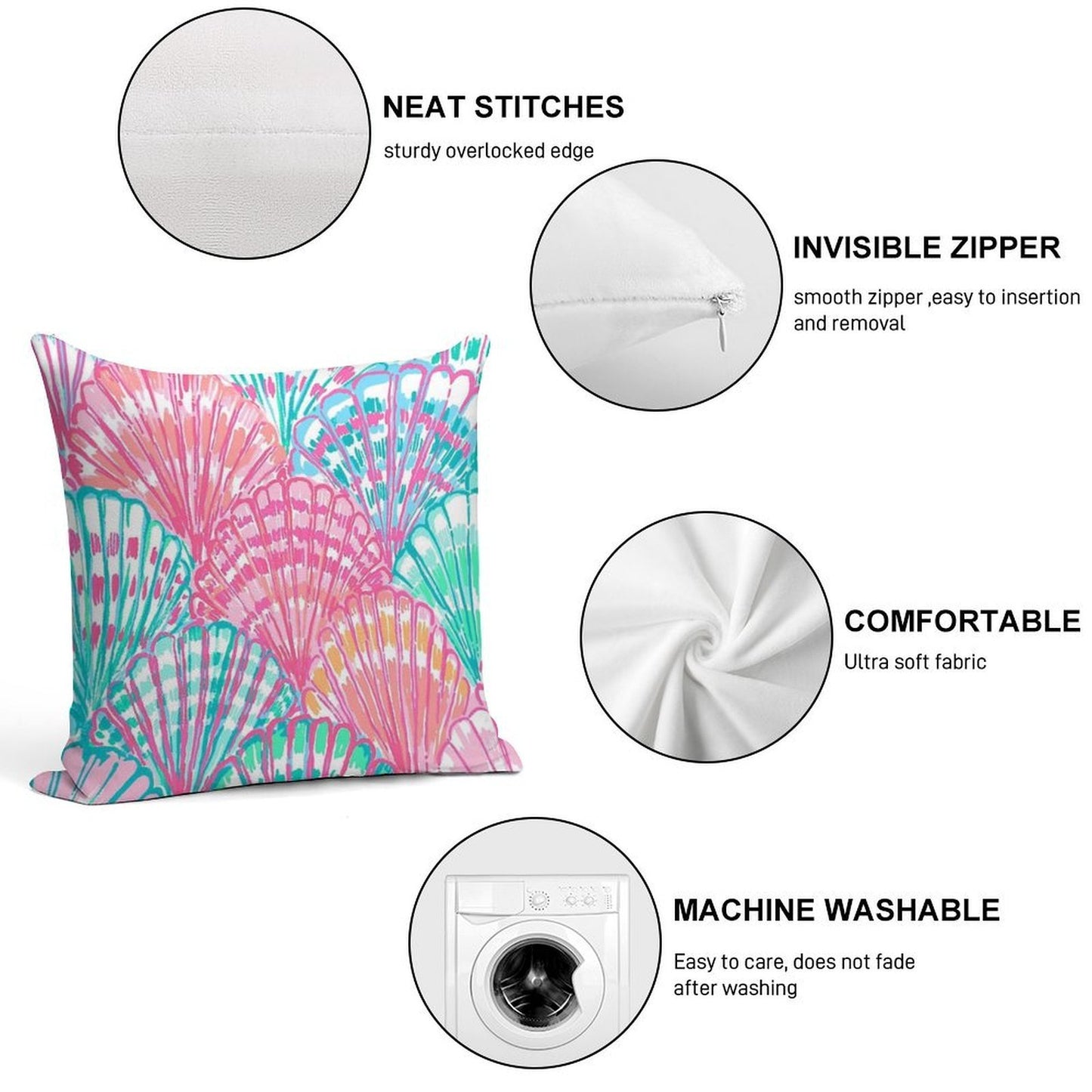 Colorfull Shell Soft Warmth Comfort Throw Pillow