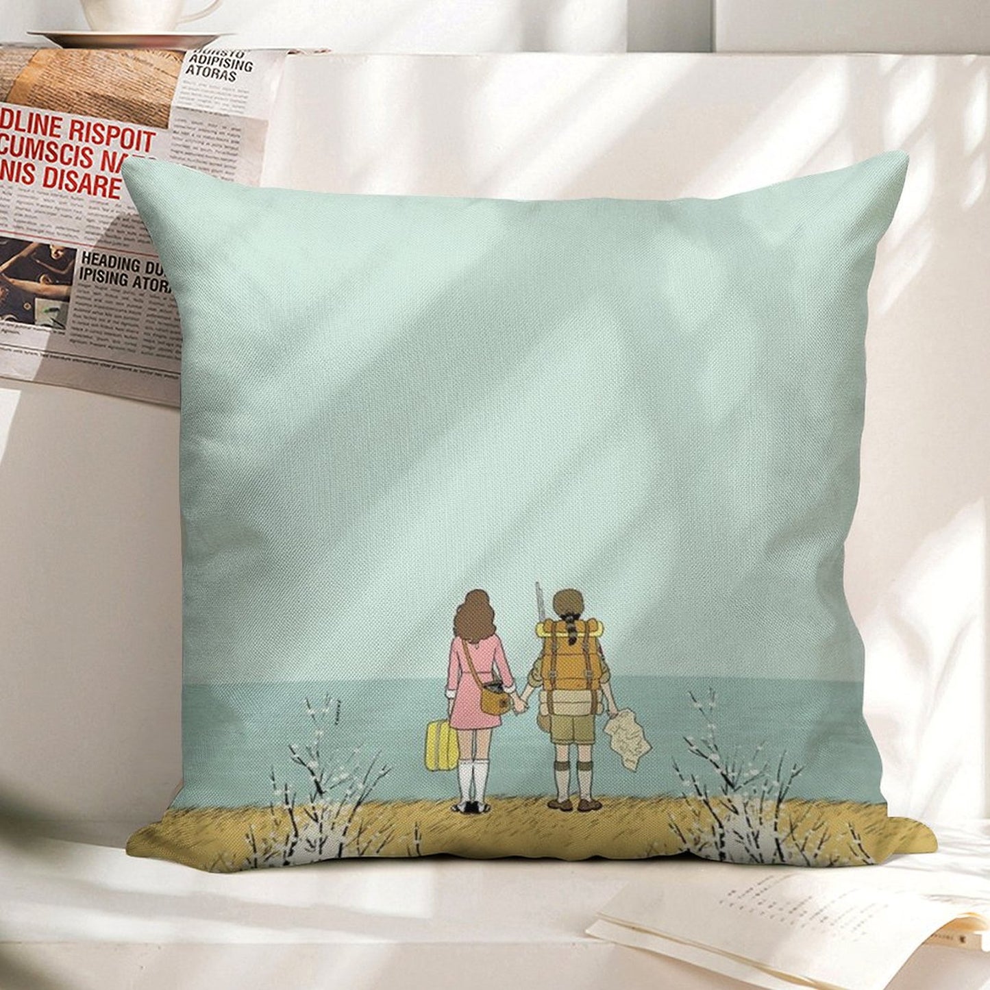 Wes Anderson Movie Linen Throw Pillow Cover