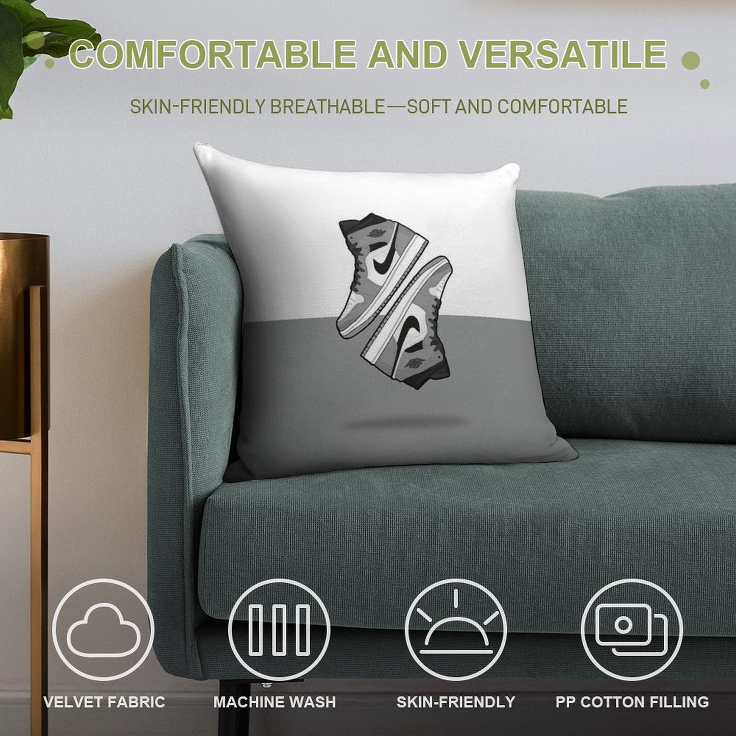 Jordan 1 - Light Grey Soft Washable Throw Pillow