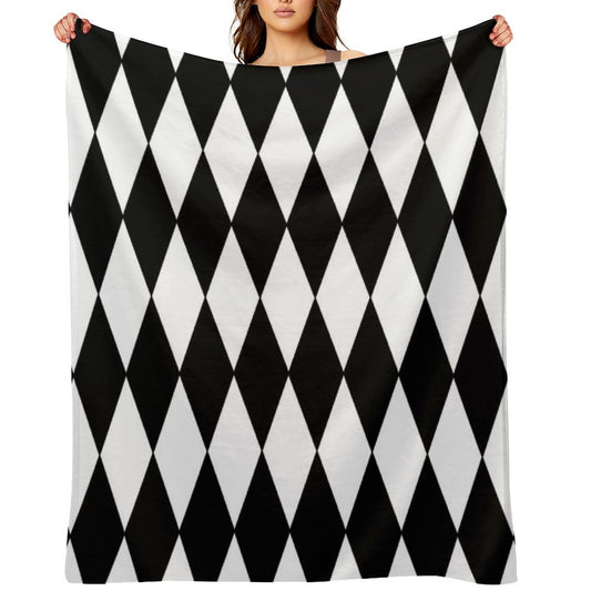 Black White Harlequin Throw Blanket