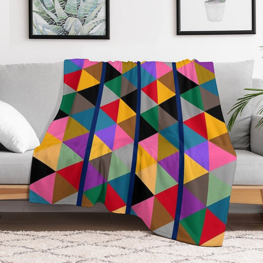 Geometric Bright Multi Colour Pattern Throw Blanket