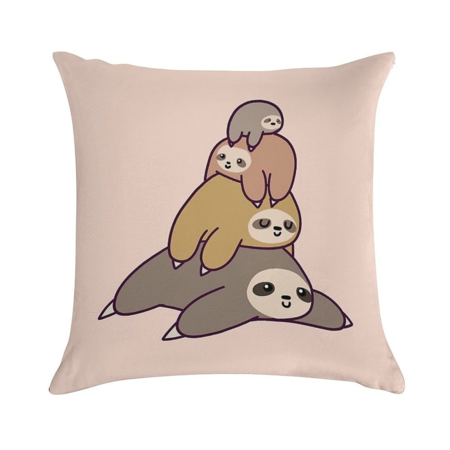 Sloth Stack Soft Short Plush Fabric Throw Pillow