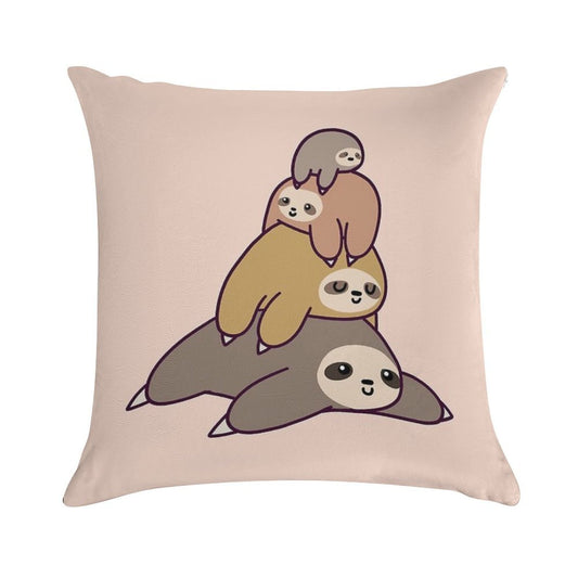 Sloth Stack Soft Short Plush Fabric Throw Pillow