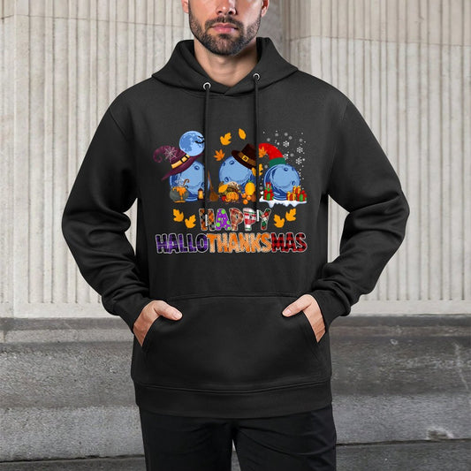 Cute Hallothanksmas Bowling Halloween Thanksgiving Christmas Versatile Streetwear Hoodie