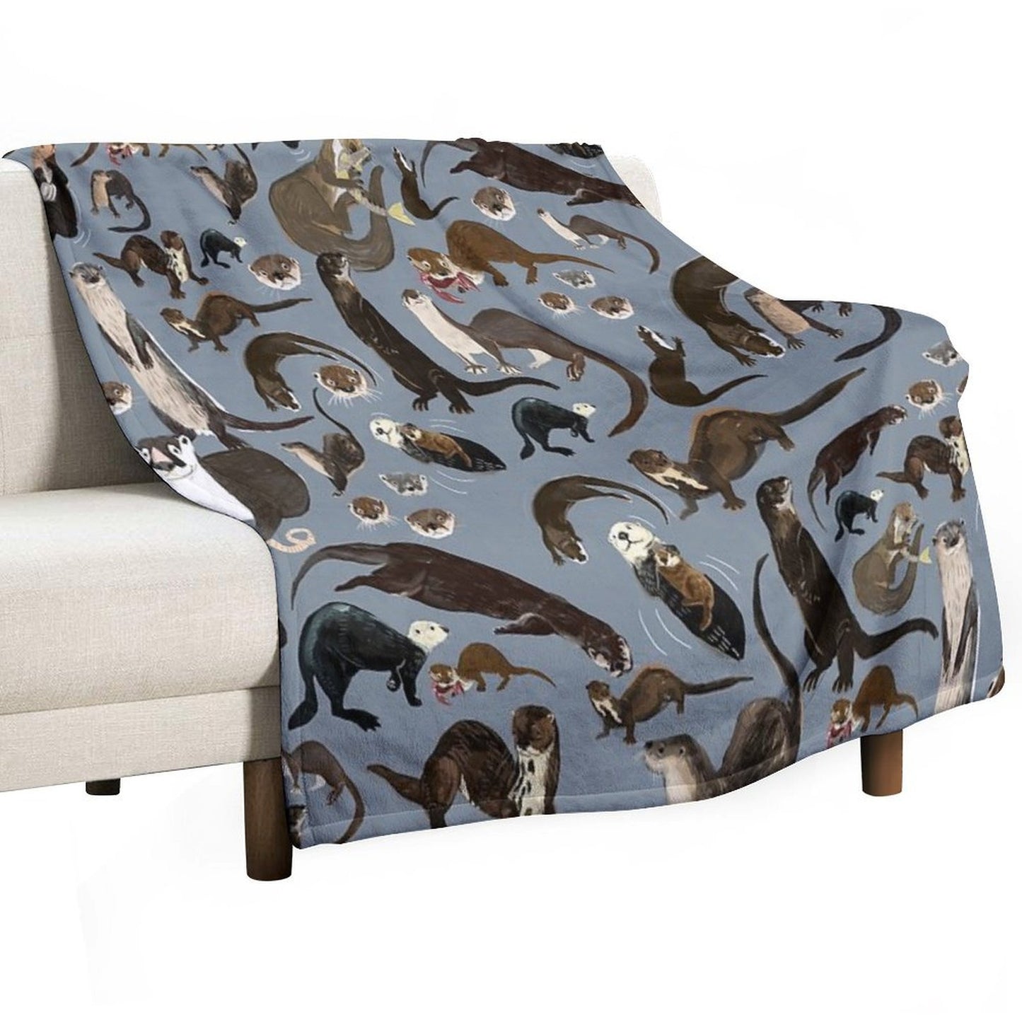 Old World Otters Throw Blanket