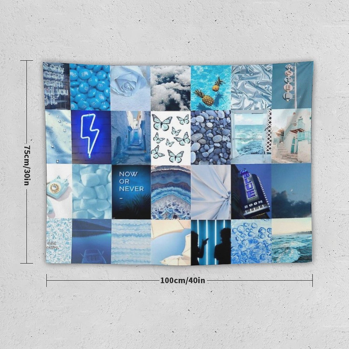 Blue Aesthetic Tumblr Collage Tapestry