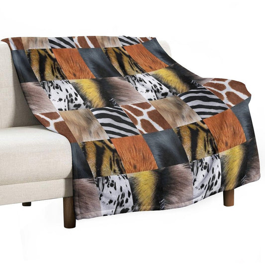 Animal Fur Textures in Colored Pencil Throw Blanket