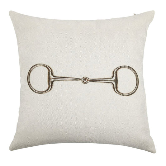 Snaffle Bit Linen Throw Pillow Cover