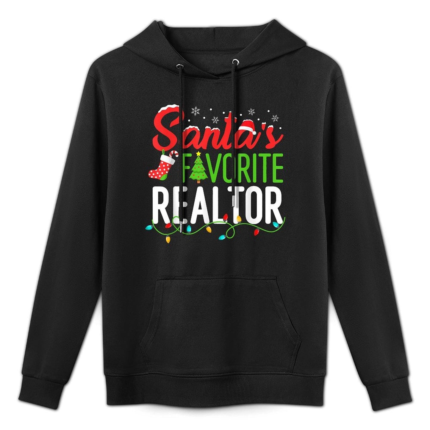 Santas Favorite Realtor Christmas Real Estate Agent Funny Medium-Weight Fabric Hoodie
