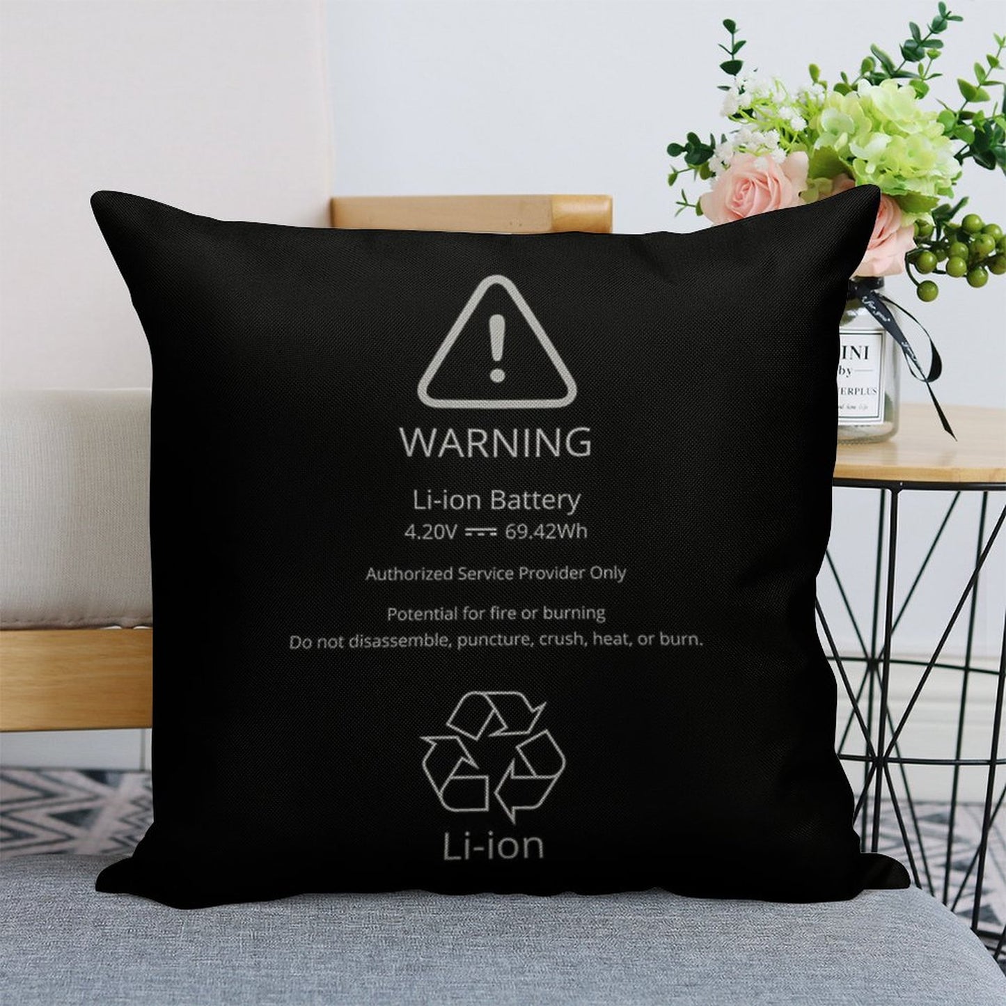 Swollen Battery  Lithium-ion Battery Linen Throw Pillow Cover