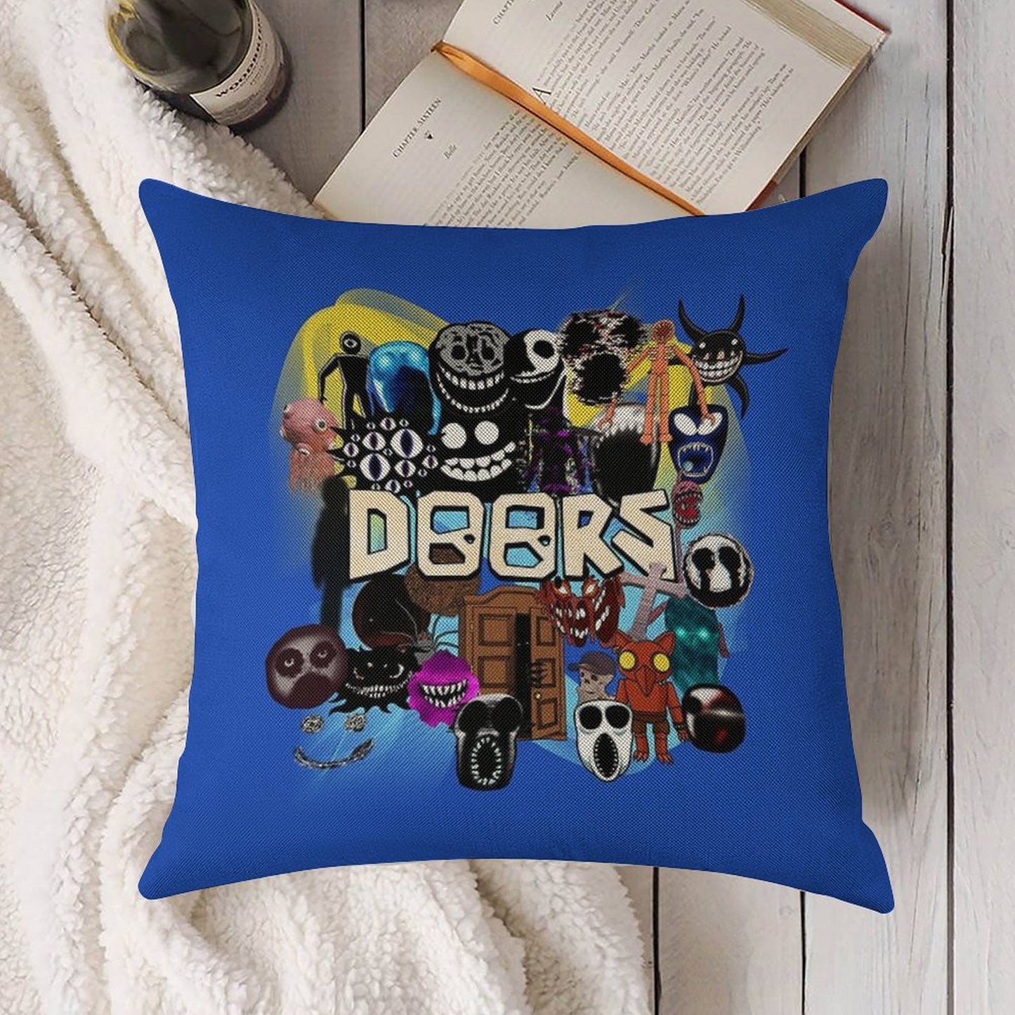 Doors All The Entities New Doors Game Update Linen Throw Pillow Cover
