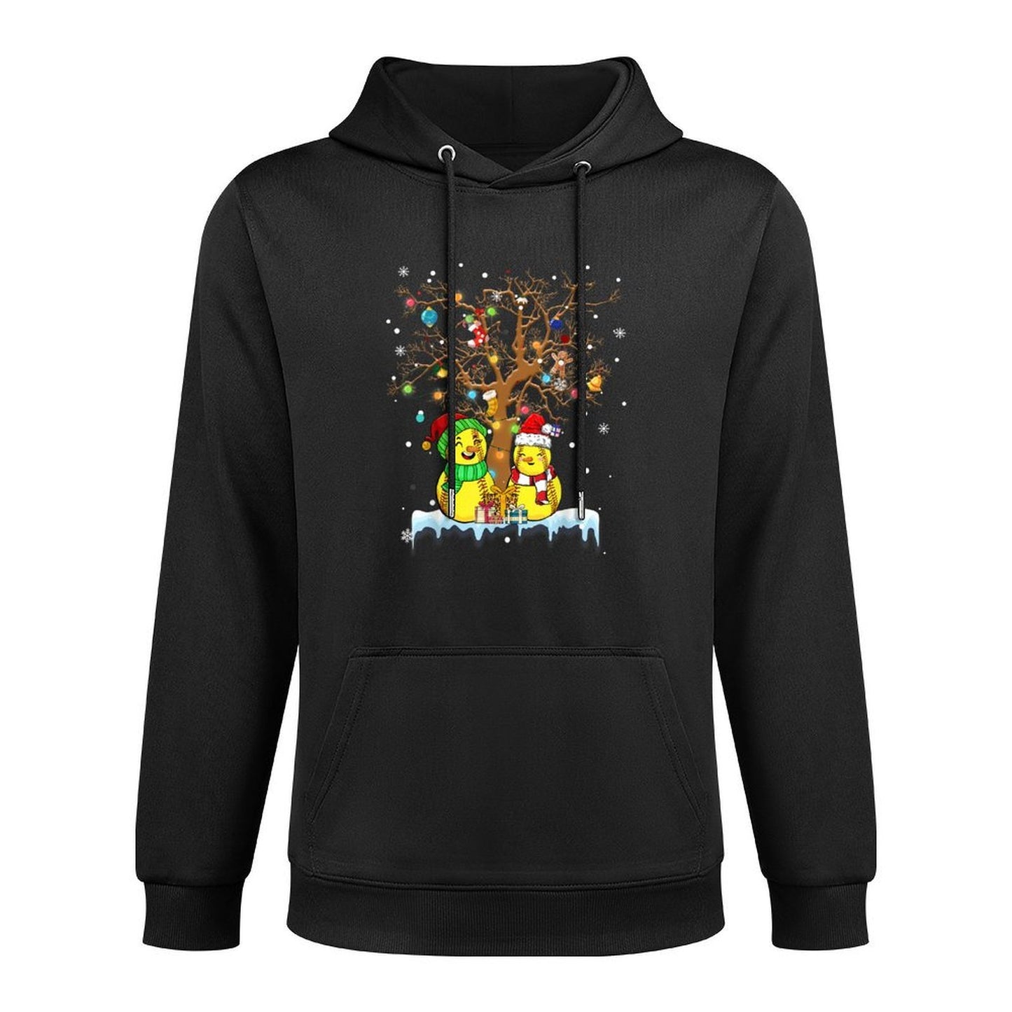 Softball Snowman Christmas Tree Funny Softball Player Pajama Layering Staple Hoodie