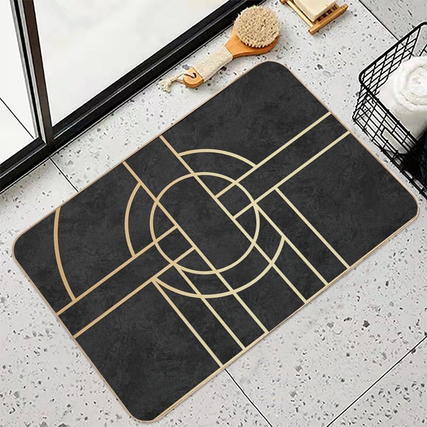 Art Deco Black Marble Bath Mat
