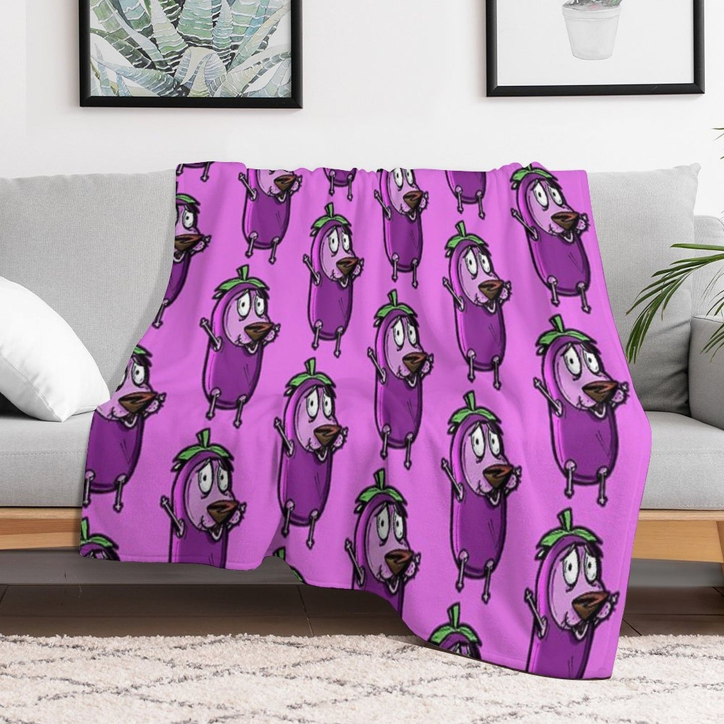 Courage The Cowardly Dog™ in The Great Eggplant Costume Throw Blanket