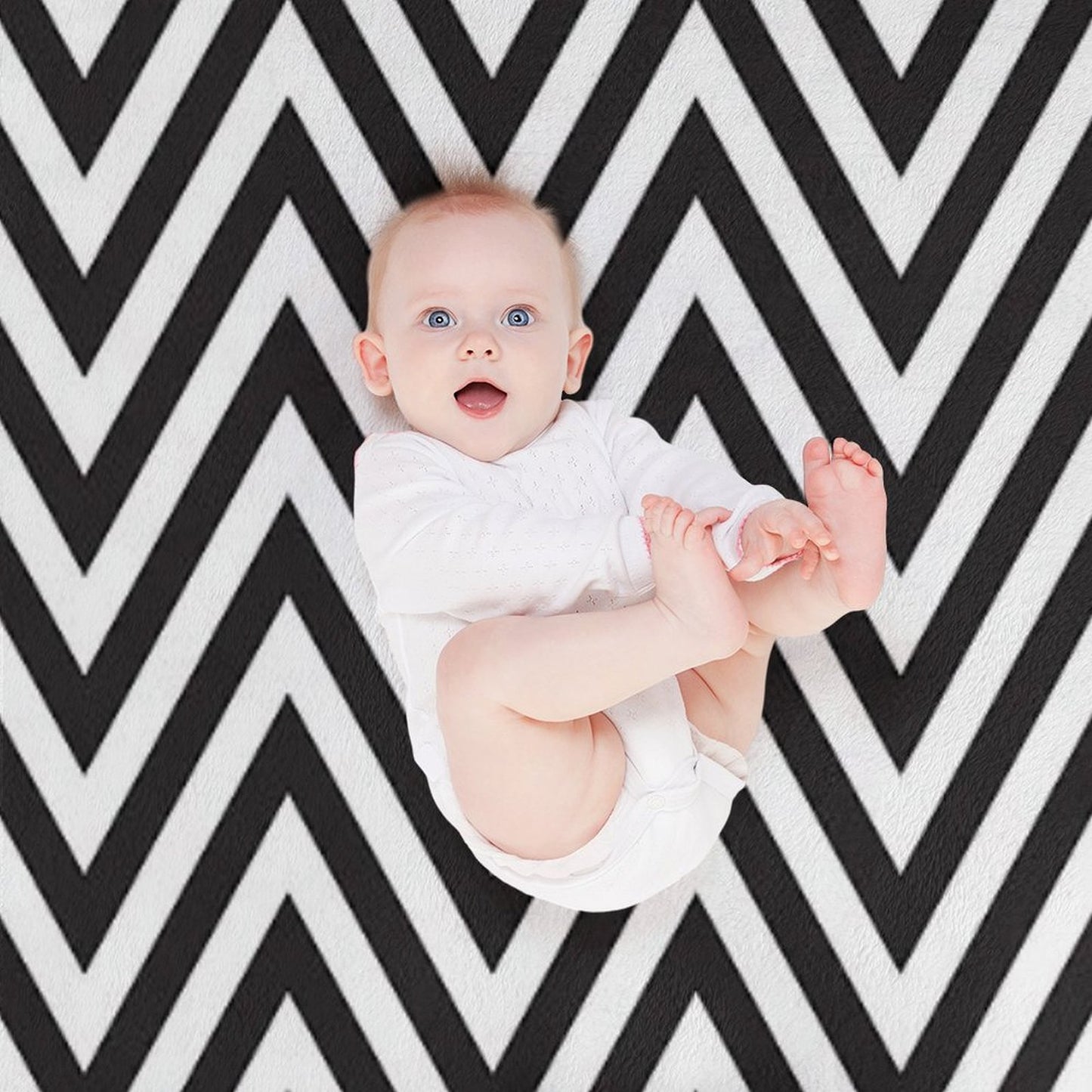 MODERN CHEVRON PATTERN Bold Monochrome Black + White Throw Blanket