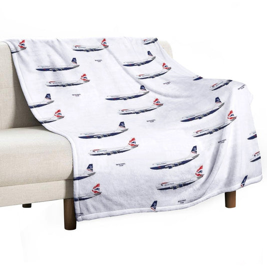 British Airways 747s Throw Blanket
