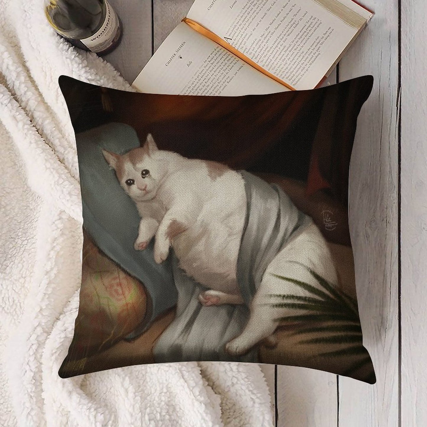 Crying in Renaissance Linen Throw Pillow Cover