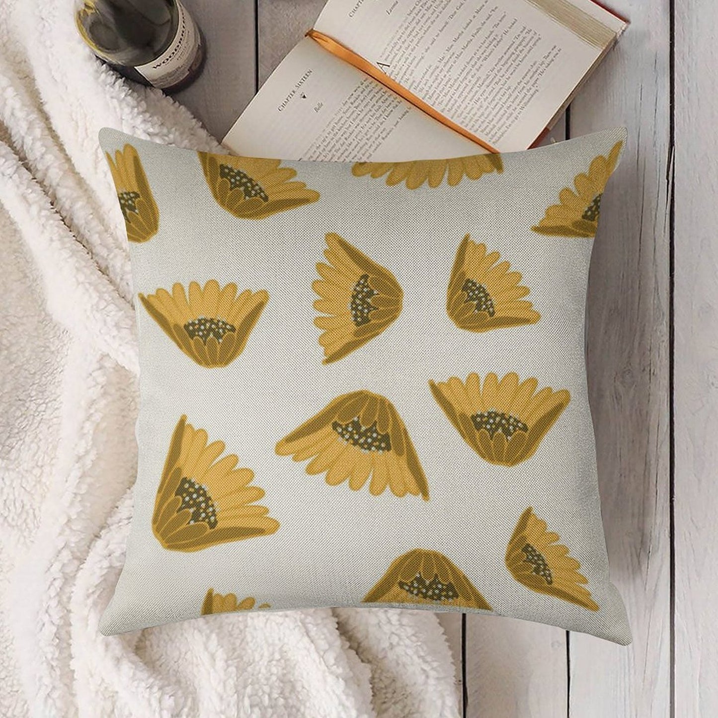 Sunflower Arrival Linen Throw Pillow Cover