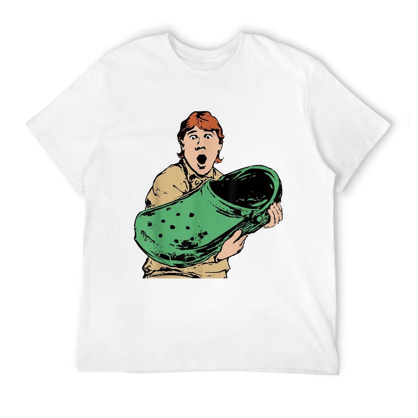 Crikey A Croc Funny Australian Crocodile Man Ribbed Collar T-Shirt