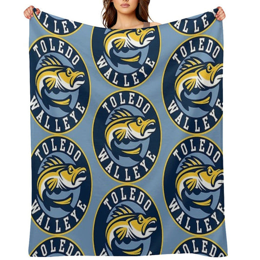 TOLEDO WALLEYE Hockey Logo1 Throw Blanket