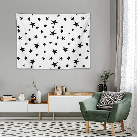 Stars - Black on White Tapestry