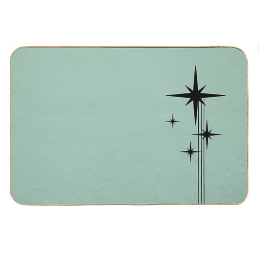 1950s Atomic Age Retro Starburst in Mint Green And Black Bath Mat