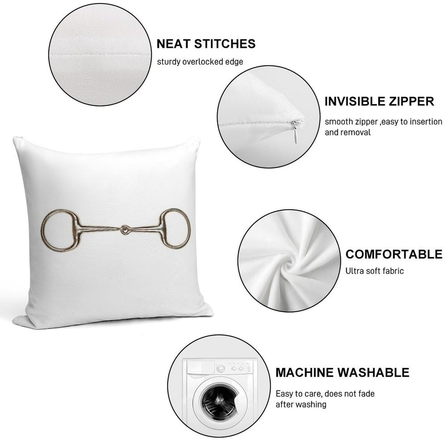 Snaffle Bit Soft Luxury Feel Throw Pillow