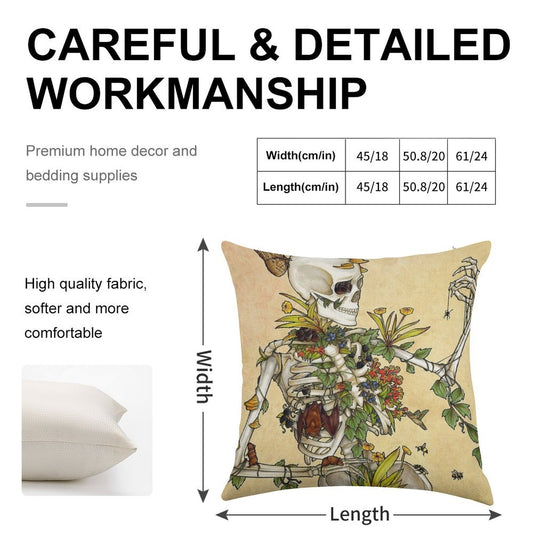 Bones And Botany Linen Throw Pillow Cover