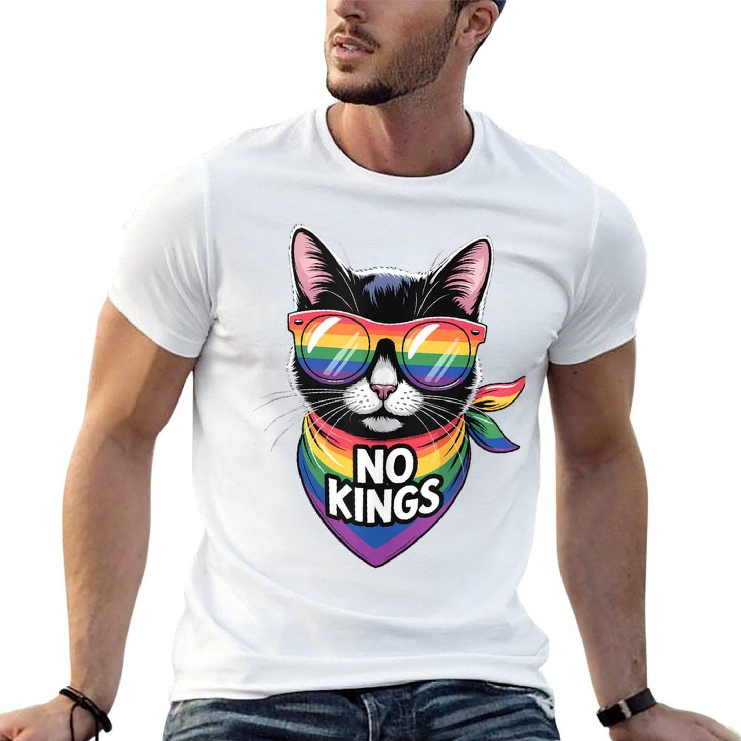 No Kings Pride Cat Easy-care T-Shirt