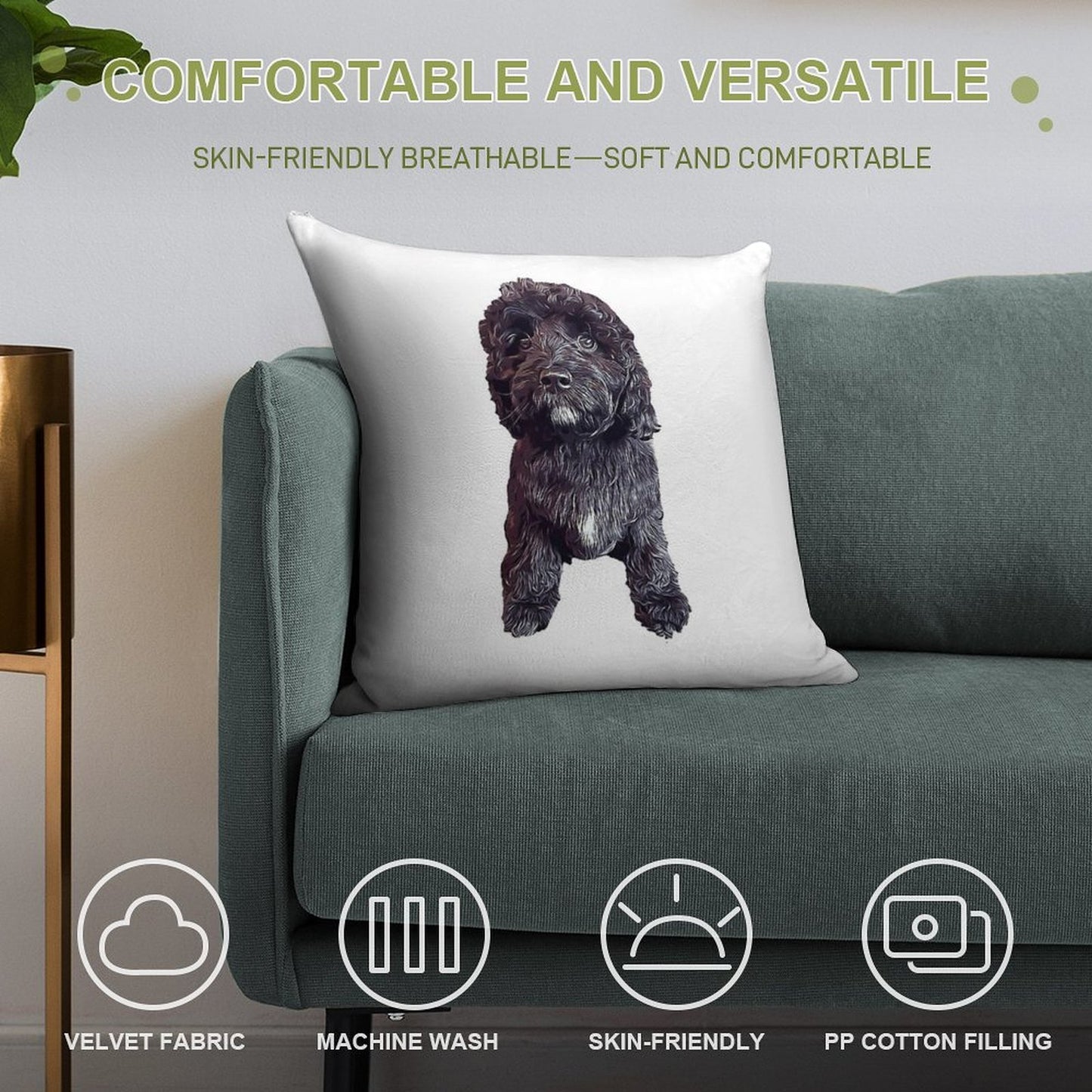 Cavapoo Cavoodle Cockapoo Cuteness Soft Durable Construction Throw Pillow