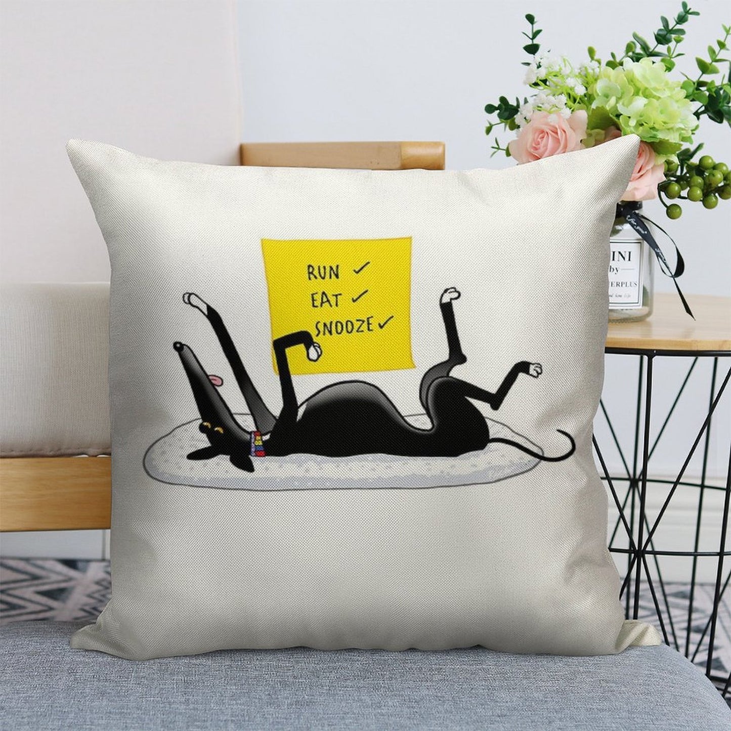 Snoozin' Linen Throw Pillow Cover