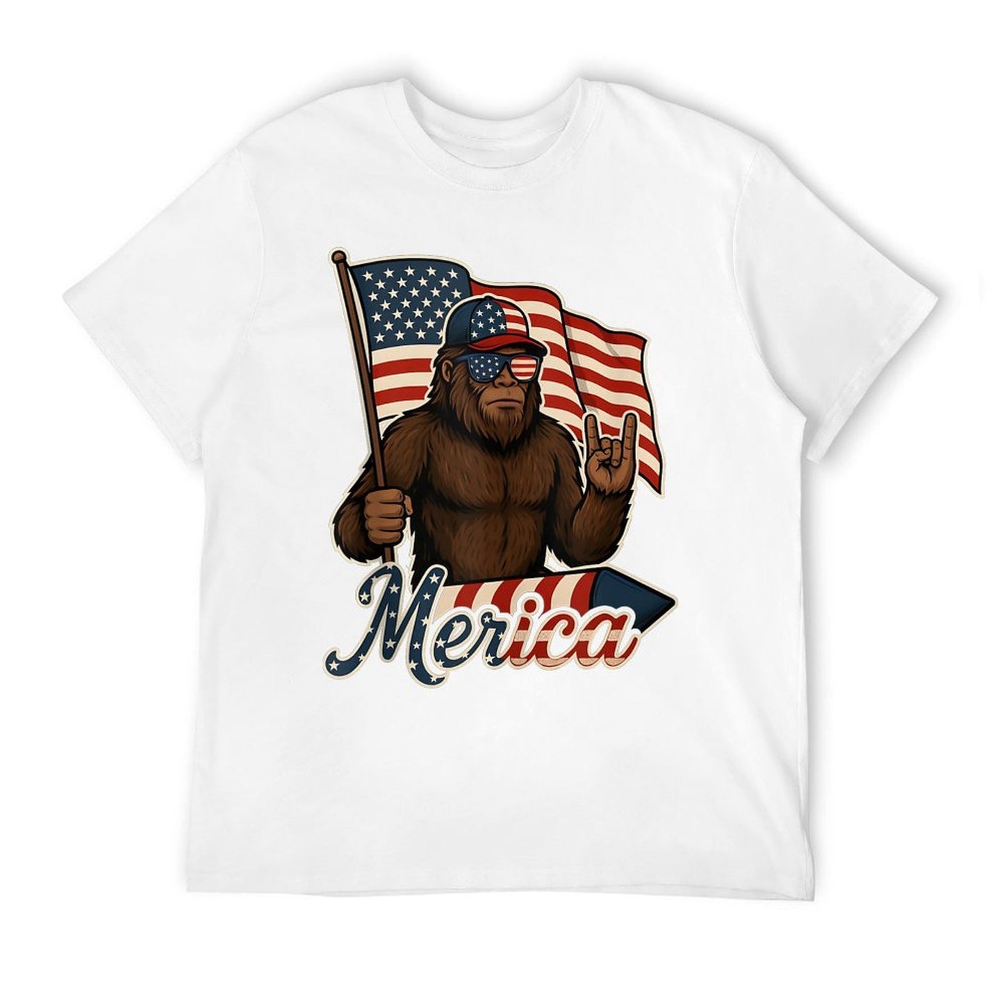 Bigfoot Merica Rock Patriotic American 4th Of July Quick-drying T-Shirt