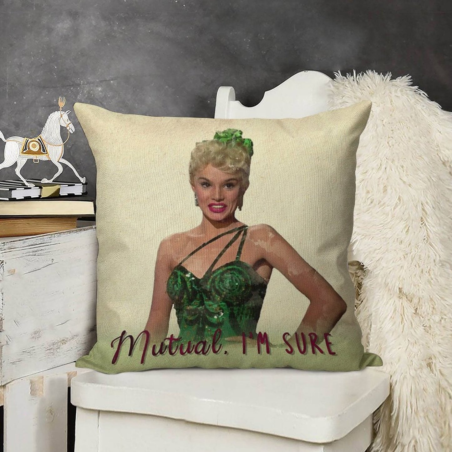 Mutual, I'm Sure - White Christmas Linen Throw Pillow Cover