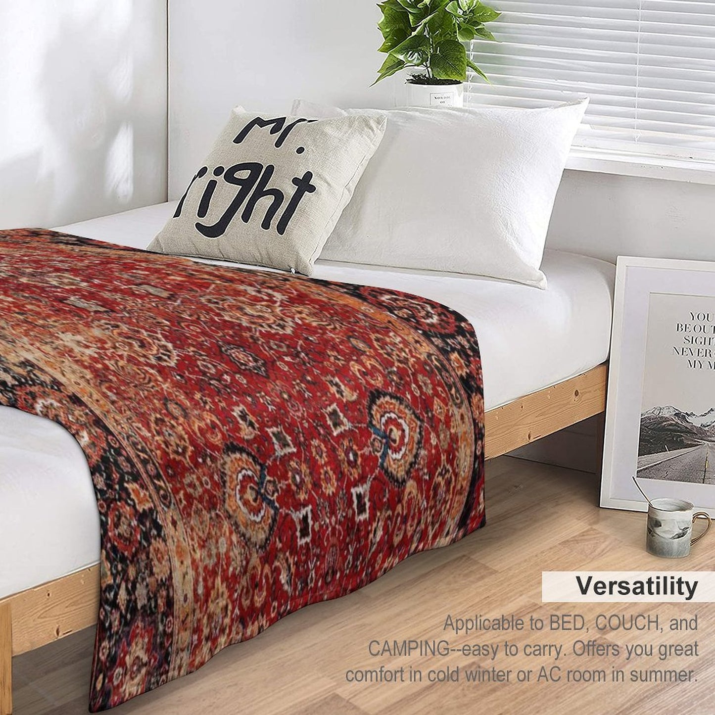 17th Century Afghanistan Rug Print Throw Blanket