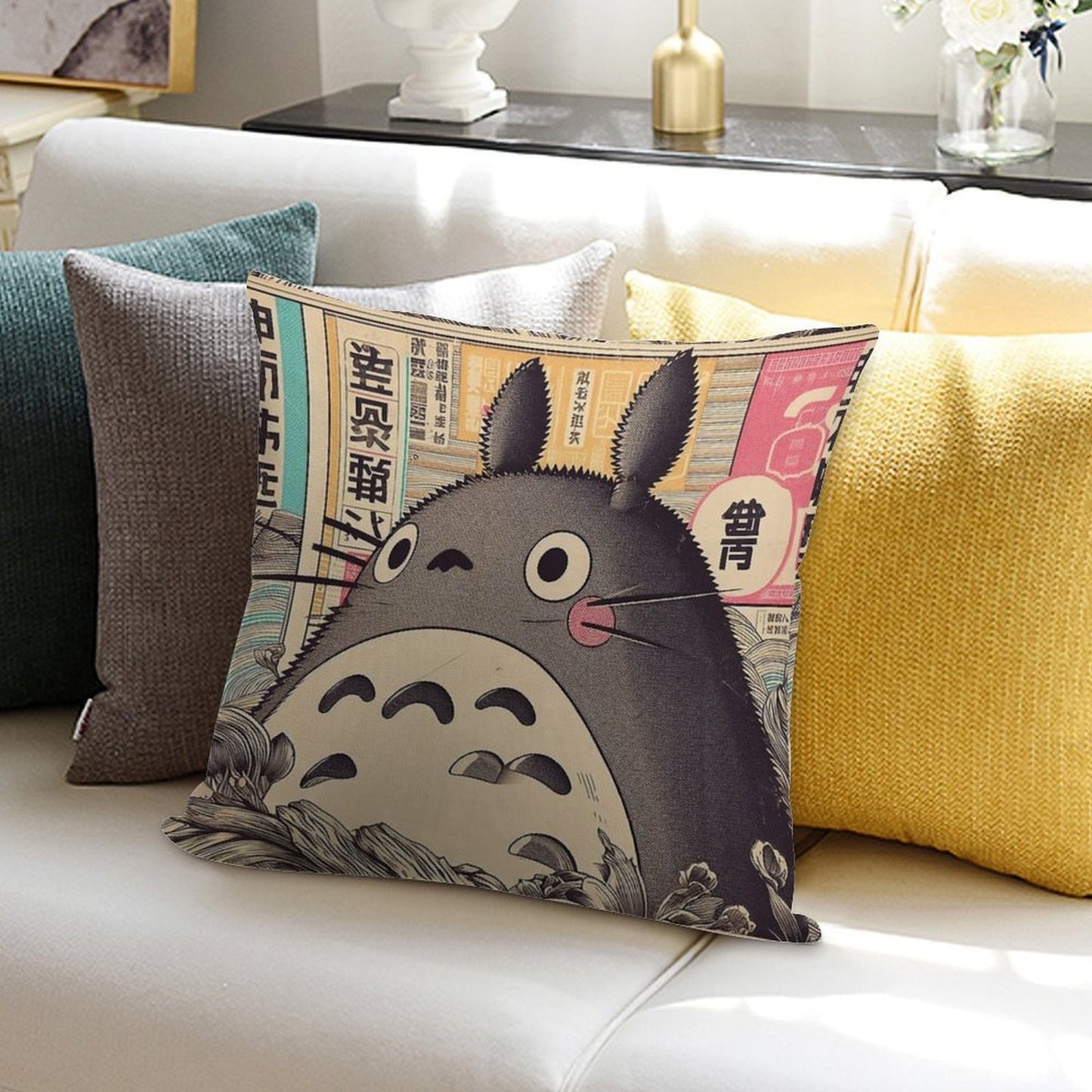 Vintage Japanese Poster Japanese Icon with Retro Charm Soft Skin-Friendly Throw Pillow
