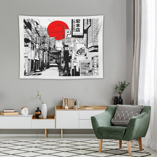 Tokyo Street Sunrise Tapestry