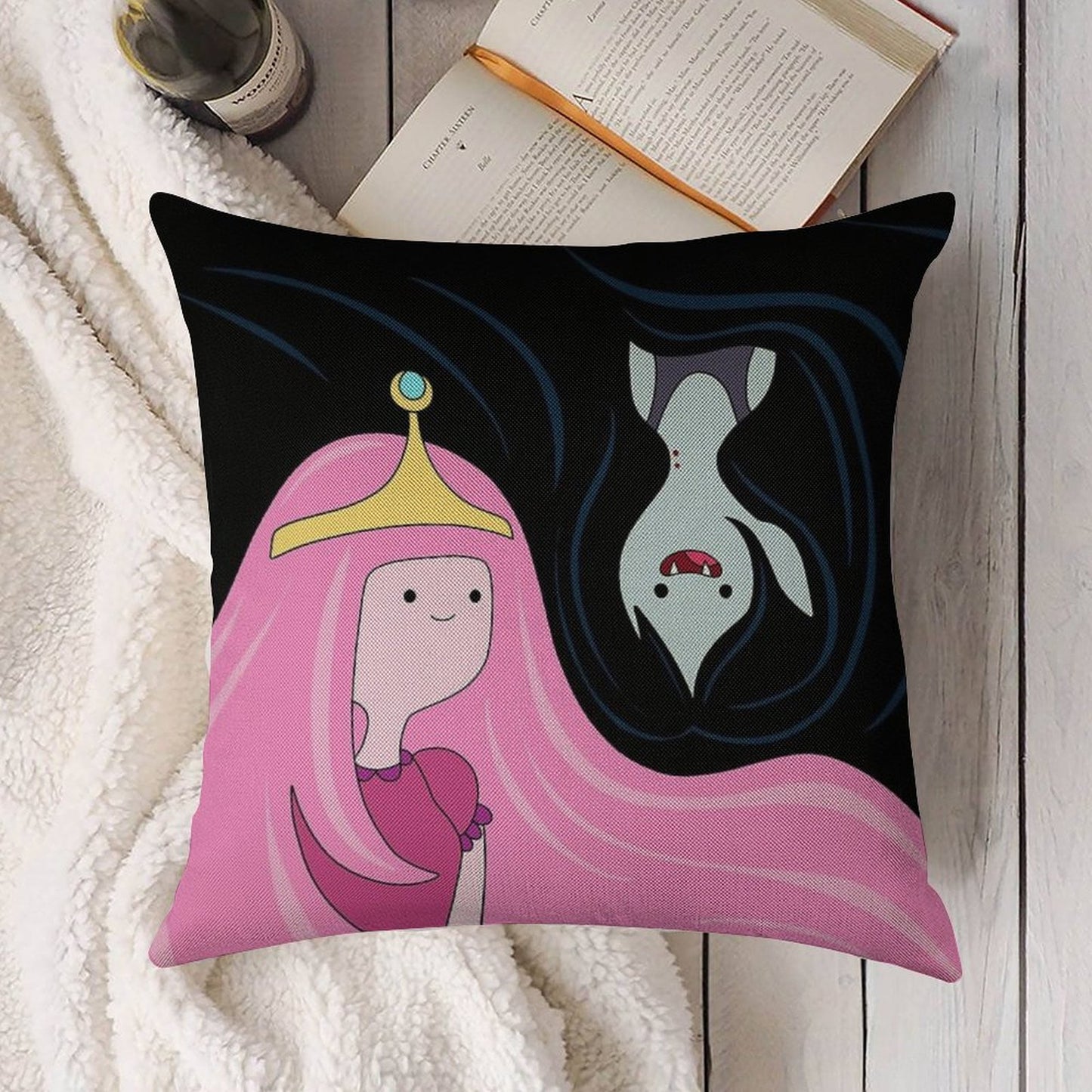 Princess Bubblegum And Marceline Linen Throw Pillow Cover