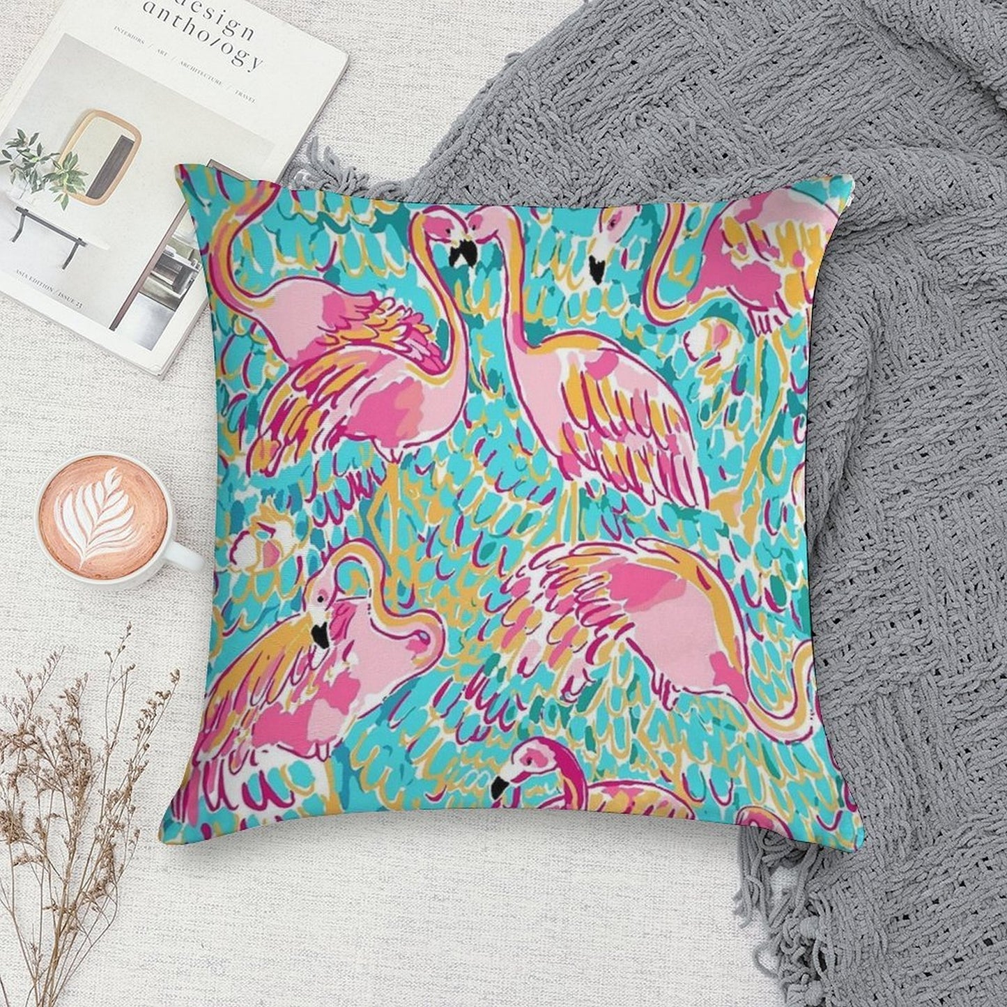 Sweet Flamingo Soft Washable Throw Pillow