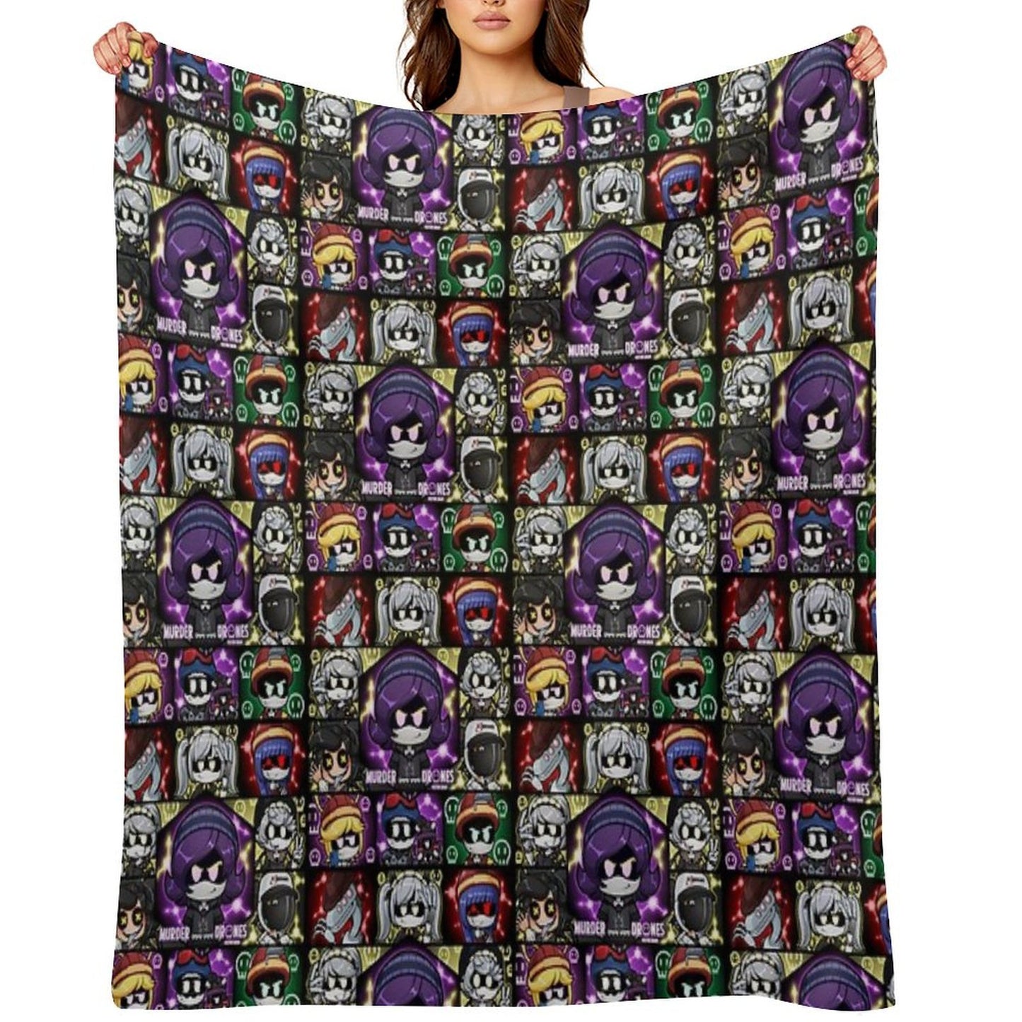 Murder Drones Fanart Chibis Throw Blanket