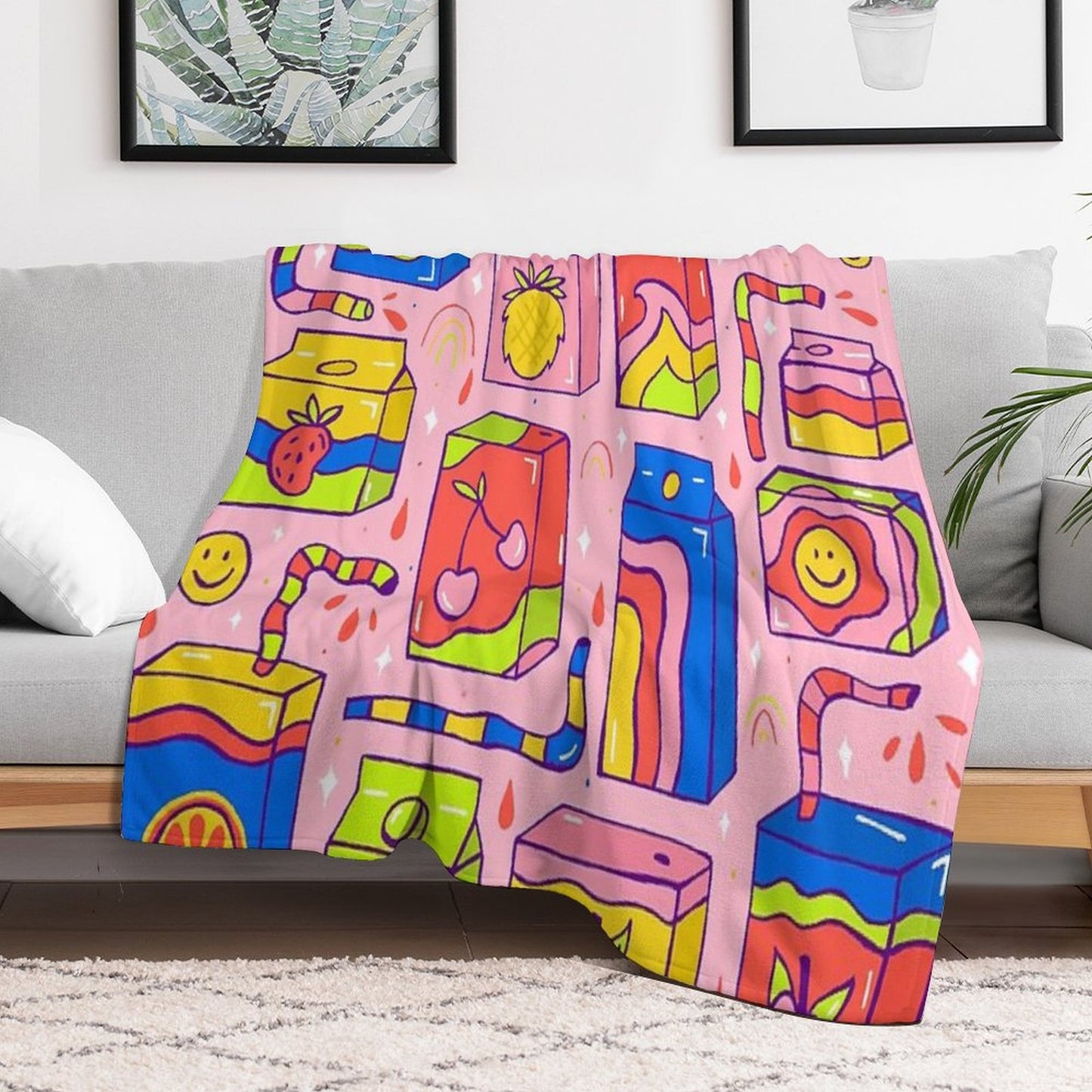 Juice Box Print Throw Blanket