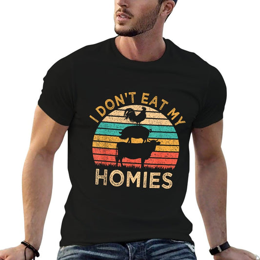 Vegetarian I Don't Eat My Homies Funny Vegan Retro T-Shirt