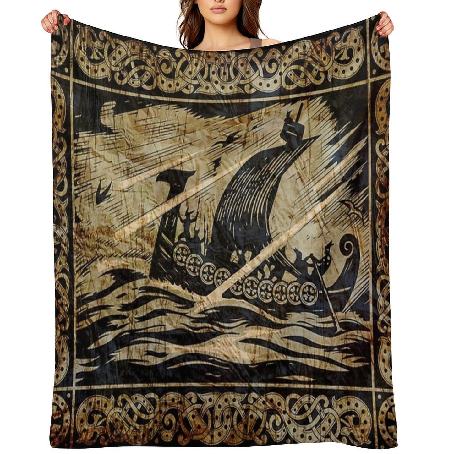 Long Viking Voyage Throw Blanket