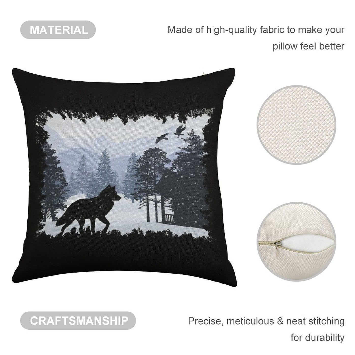 Snowy Cabin - WolfQuest Dream Linen Throw Pillow Cover