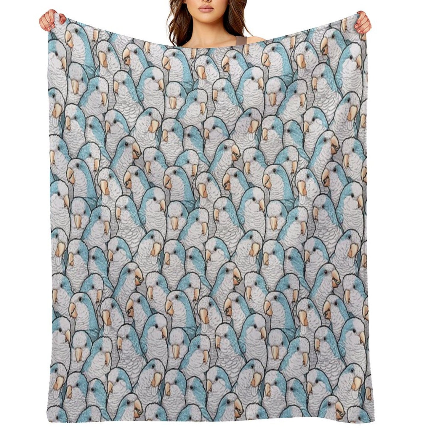 Blue Quaker Monk Parakeets Throw Blanket
