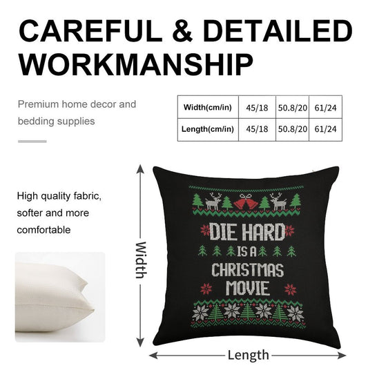 Die Hard Is A Christmas Movie Linen Throw Pillow Cover